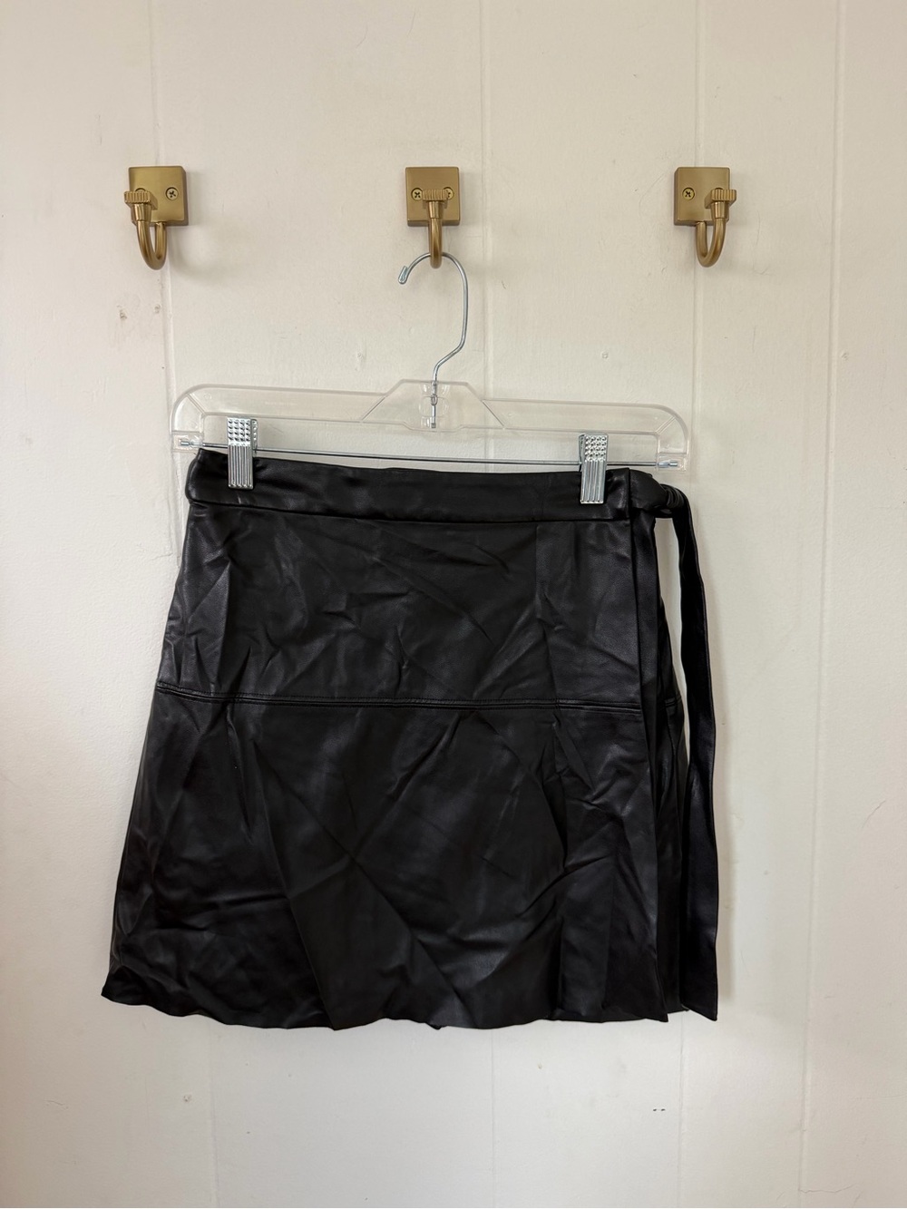 Wilfred Black Faux Leather Tie-Waist Mini Skirt